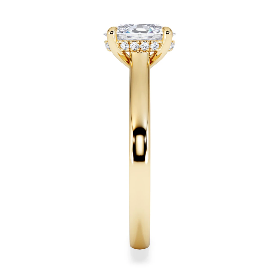 Amora Oval 1.00ct Hidden Halo Lab Diamond Engagement Ring F/VS1 Set in 18K Gold
