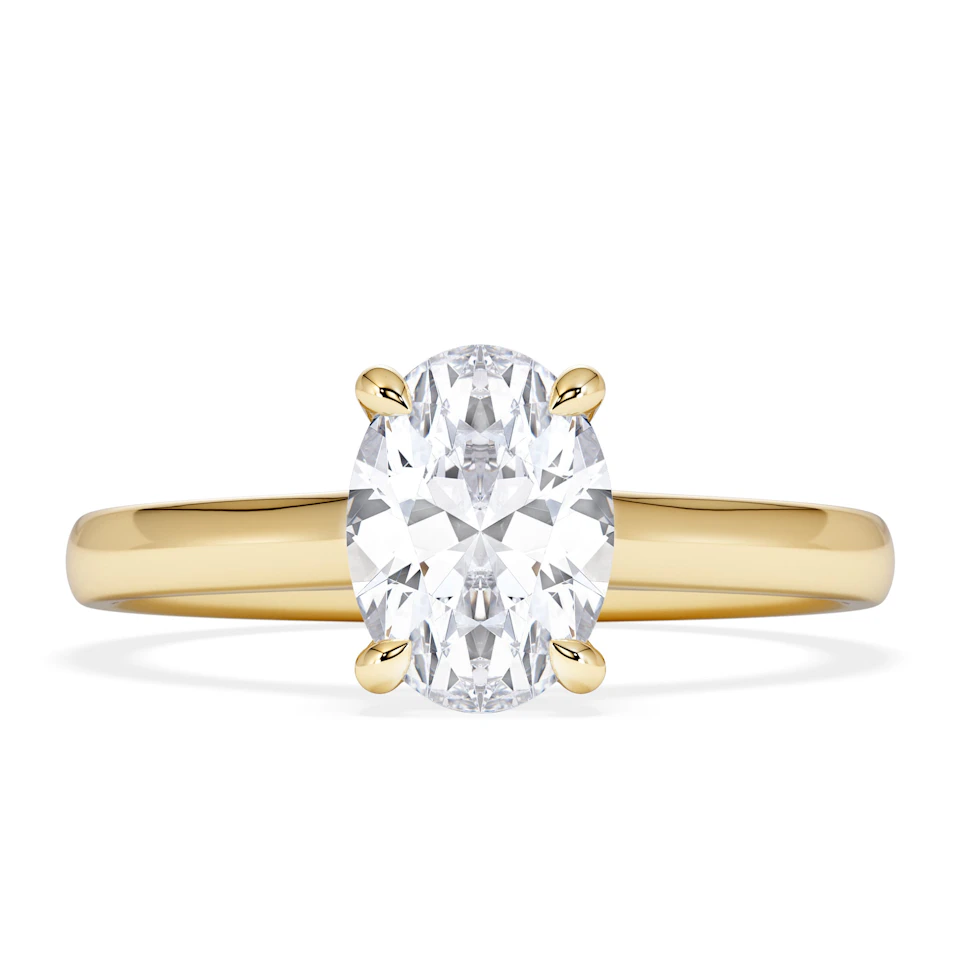 Amora Oval 1.00ct Hidden Halo Lab Diamond Engagement Ring F/VS1 Set in 18K Gold