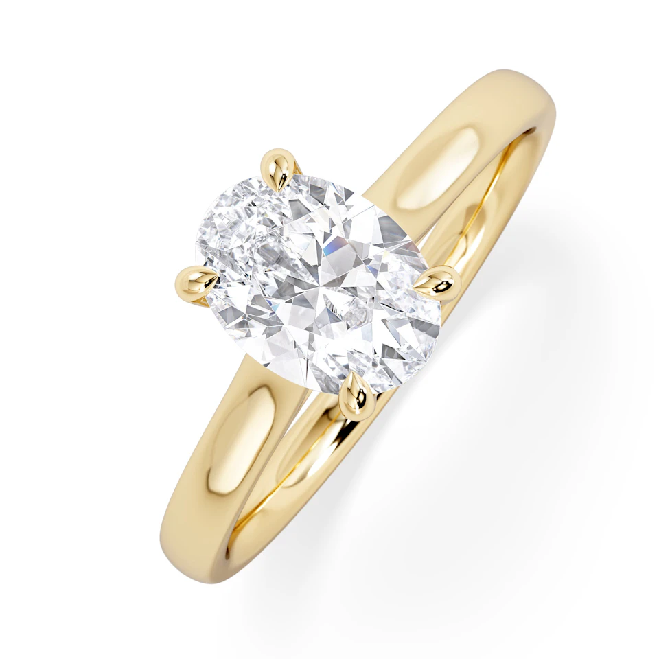 Amora Oval 1.00ct Hidden Halo Lab Diamond Engagement Ring F/VS1 Set in 18K Gold