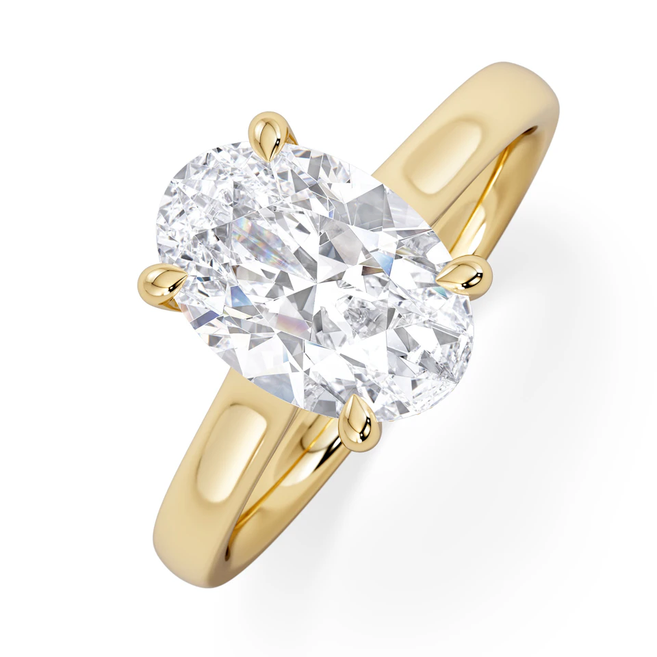 Amora Oval 2.00ct Hidden Halo Lab Diamond Engagement Ring F/VS1 Set in 18K Gold
