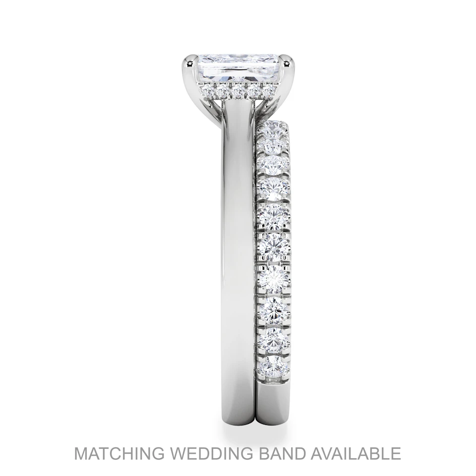 Amora Radiant 3.00ct Hidden Halo Lab Diamond Engagement Ring G/VS1 Set in 18K White Gold