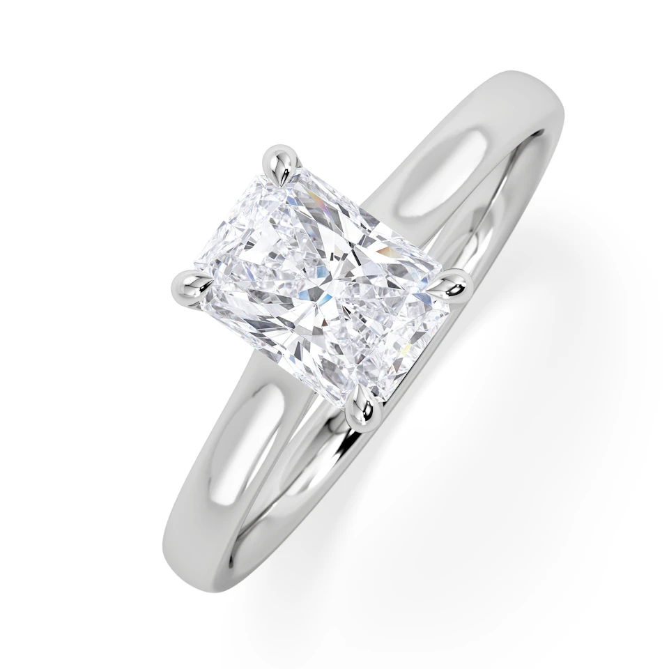 Amora Radiant 1.00ct Hidden Halo Lab Diamond Engagement Ring F/VS1 Set in 18K White Gold