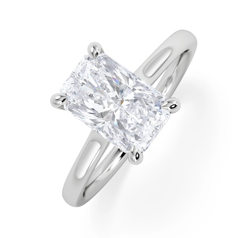 Amora Radiant 2.00ct Hidden Halo Lab Diamond Engagement Ring F/VS1 Set in 18K White Gold