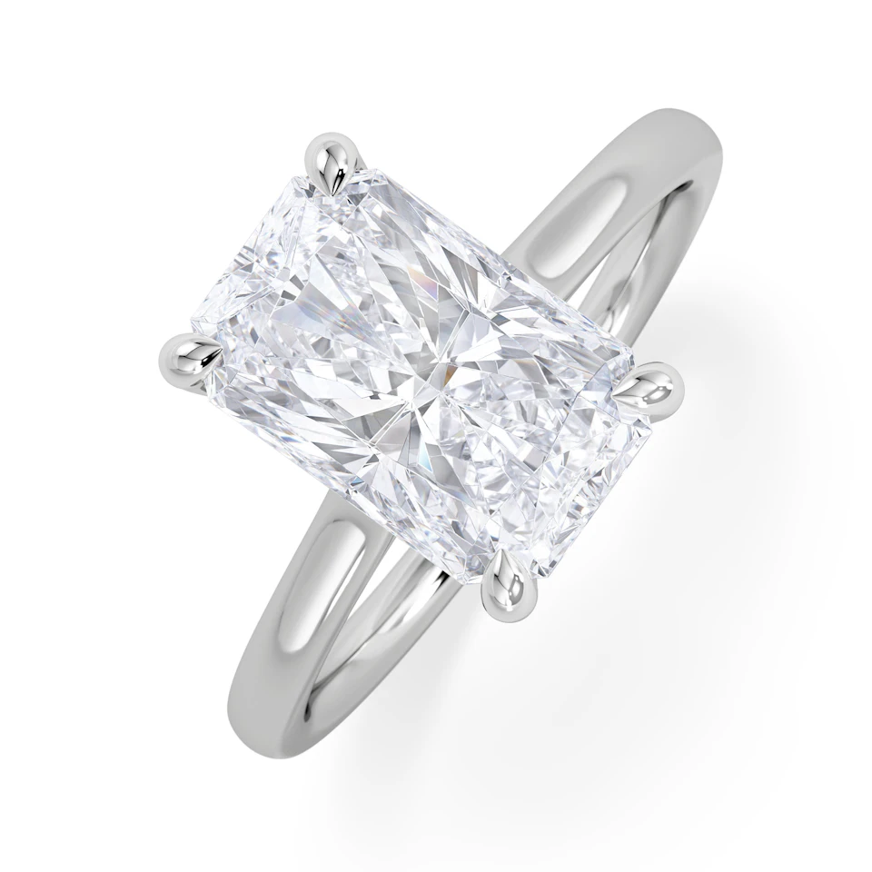 Amora Radiant 3.00ct Hidden Halo Lab Diamond Engagement Ring G/VS1 Set in 18K White Gold