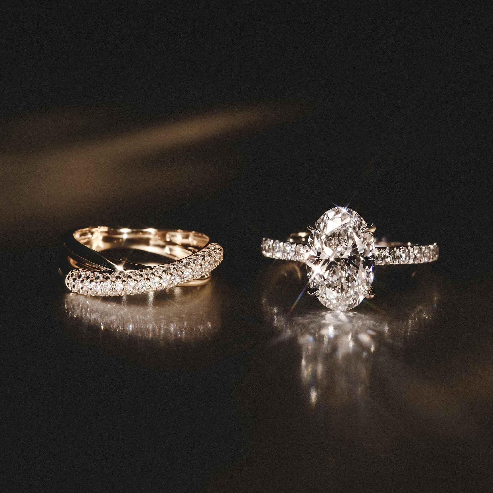 Amora Oval 1.00ct Hidden Halo Diamond Engagement Ring With Side Stones Set in 18K White Gold