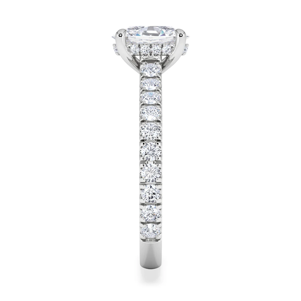 Amora Oval 1.00ct Hidden Halo Lab Diamond Engagement Ring With Side Stones Set in Platinum