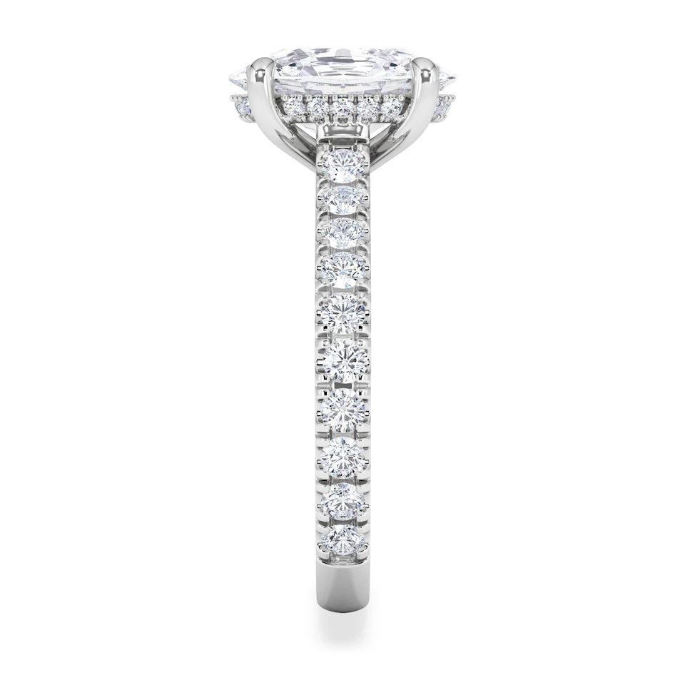 Amora Oval 2.00ct Hidden Halo Lab Diamond Engagement Ring With Side Stones Set in Platinum