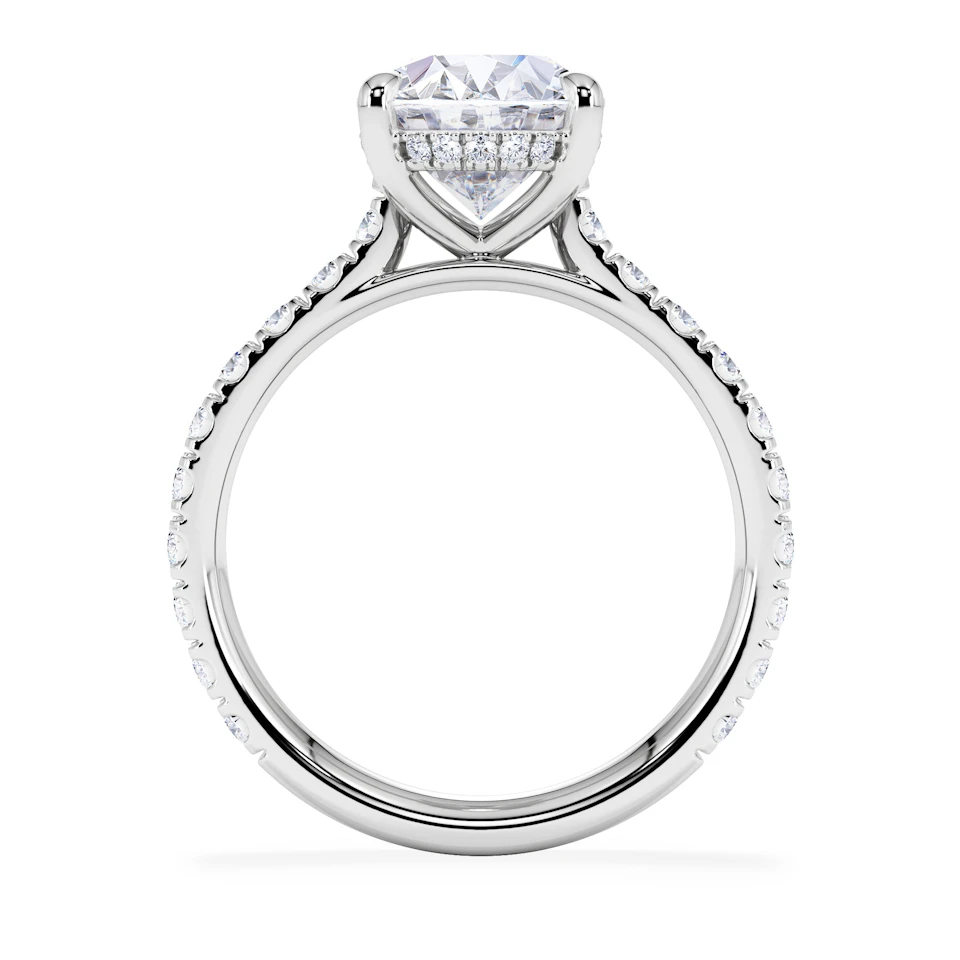 Amora Oval 3.00ct Hidden Halo Lab Diamond Engagement Ring With Side Stones Set in Platinum
