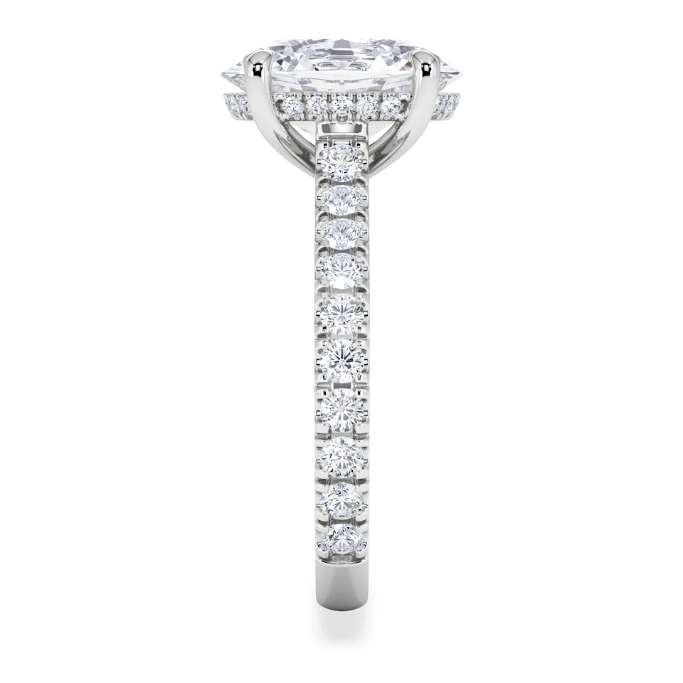 Amora Oval 3.00ct Hidden Halo Lab Diamond Engagement Ring With Side Stones Set in Platinum