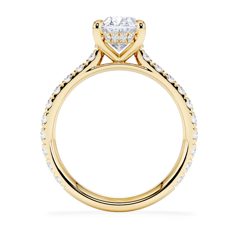 Amora Oval 2.00ct Hidden Halo Lab Diamond Engagement Ring With Side Stones Set in 18K Gold