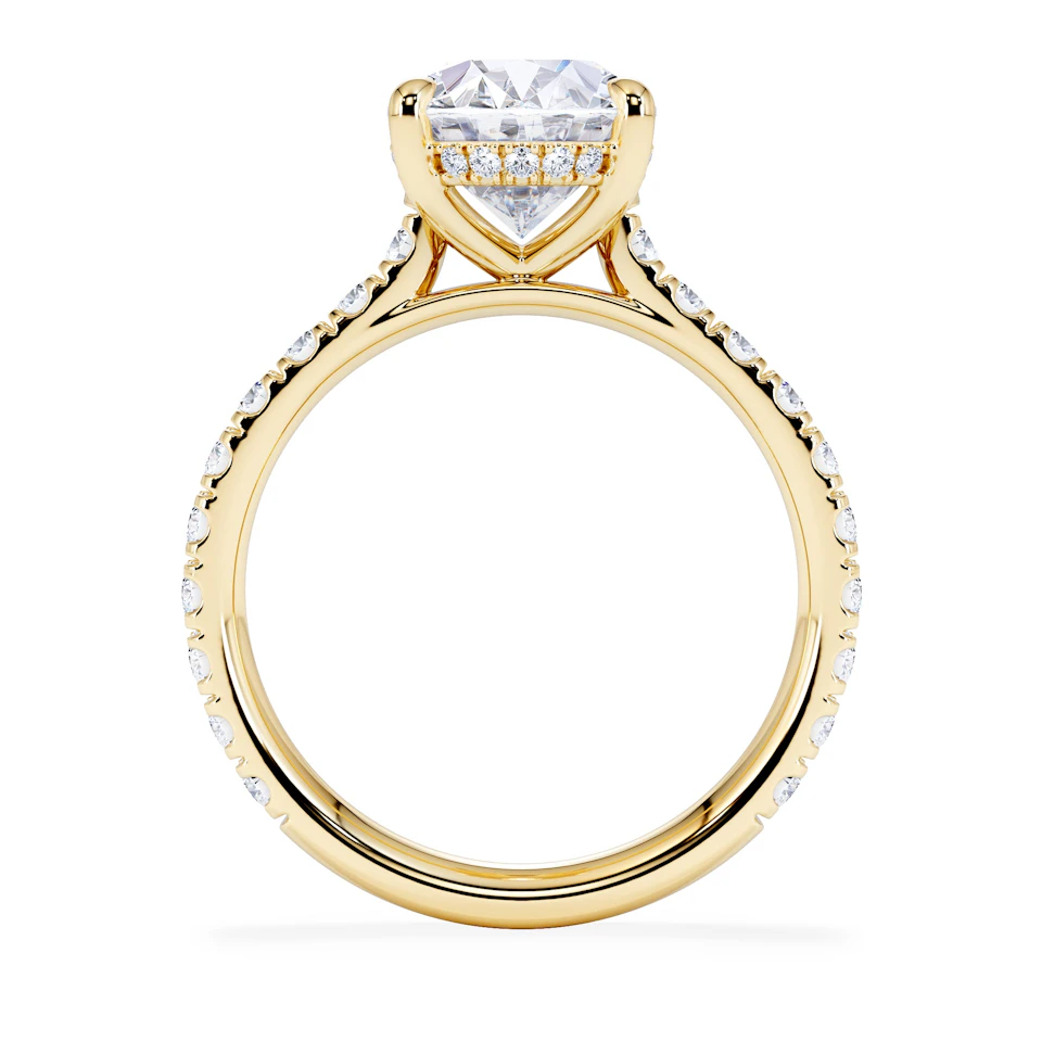 Amora Oval 3.00ct Hidden Halo Lab Diamond Engagement Ring With Side Stones Set in 18K Gold