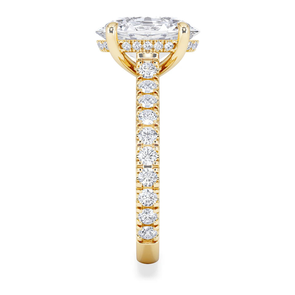 Amora Oval 3.00ct Hidden Halo Lab Diamond Engagement Ring With Side Stones Set in 18K Gold