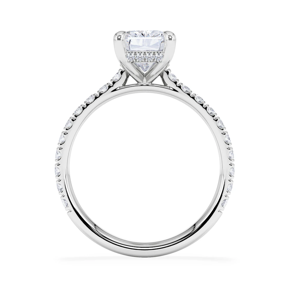 Amora Radiant 2.00ct Hidden Halo Lab Diamond Engagement Ring With Side Stones Set in Platinum