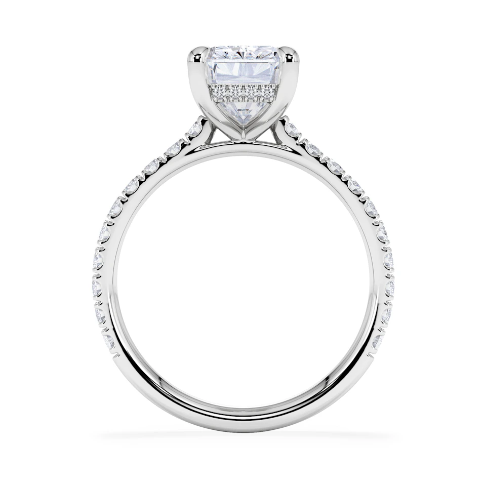 Amora Radiant 3.00ct Hidden Halo Lab Diamond Engagement Ring With Side Stones Set in Platinum