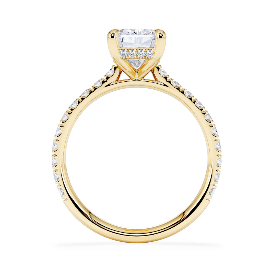 Amora Radiant 2.00ct Hidden Halo Lab Diamond Engagement Ring With Side Stones Set in 18K Gold