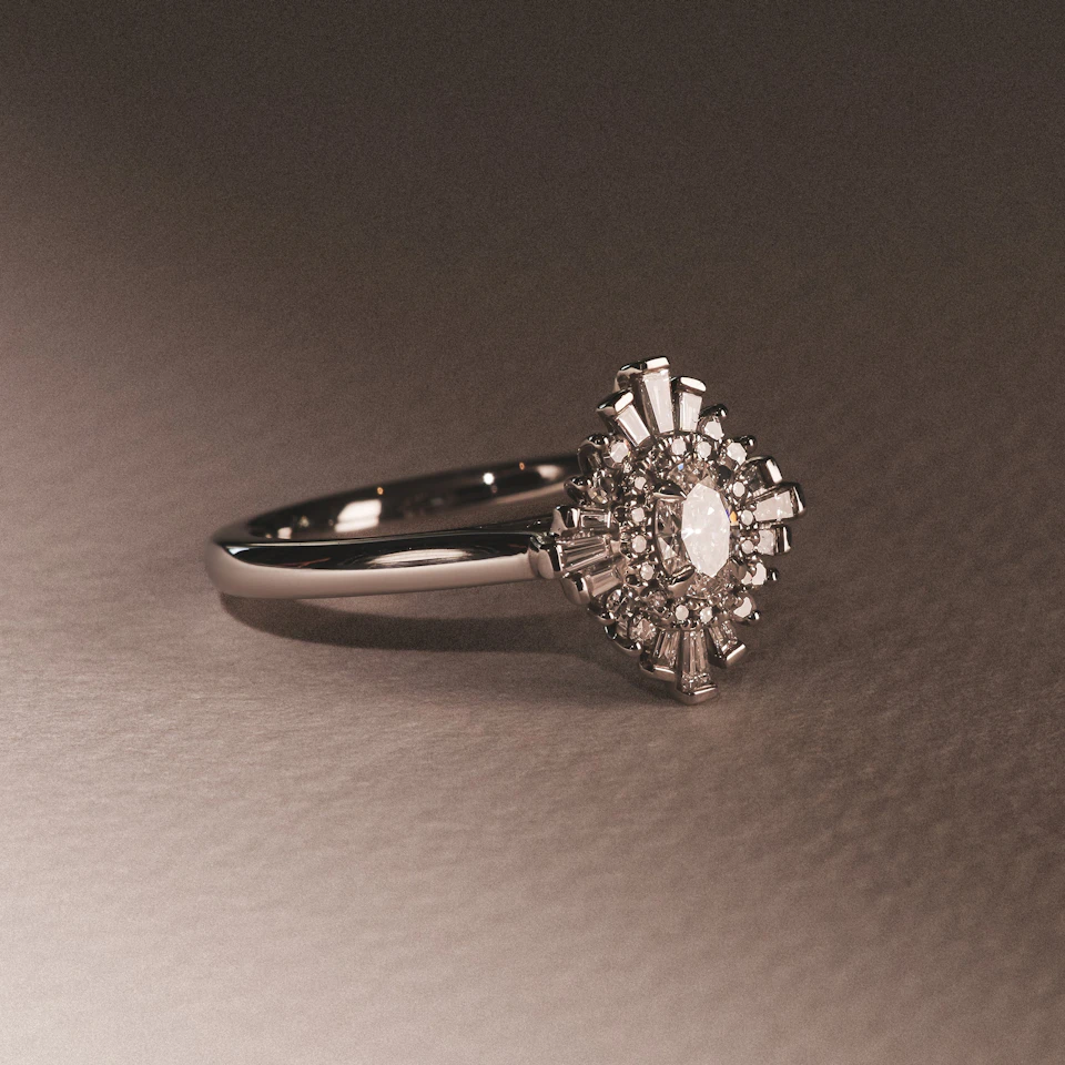 The Radiance Lab Diamond Ring 0.52ct H/SI Set in 925 Silver