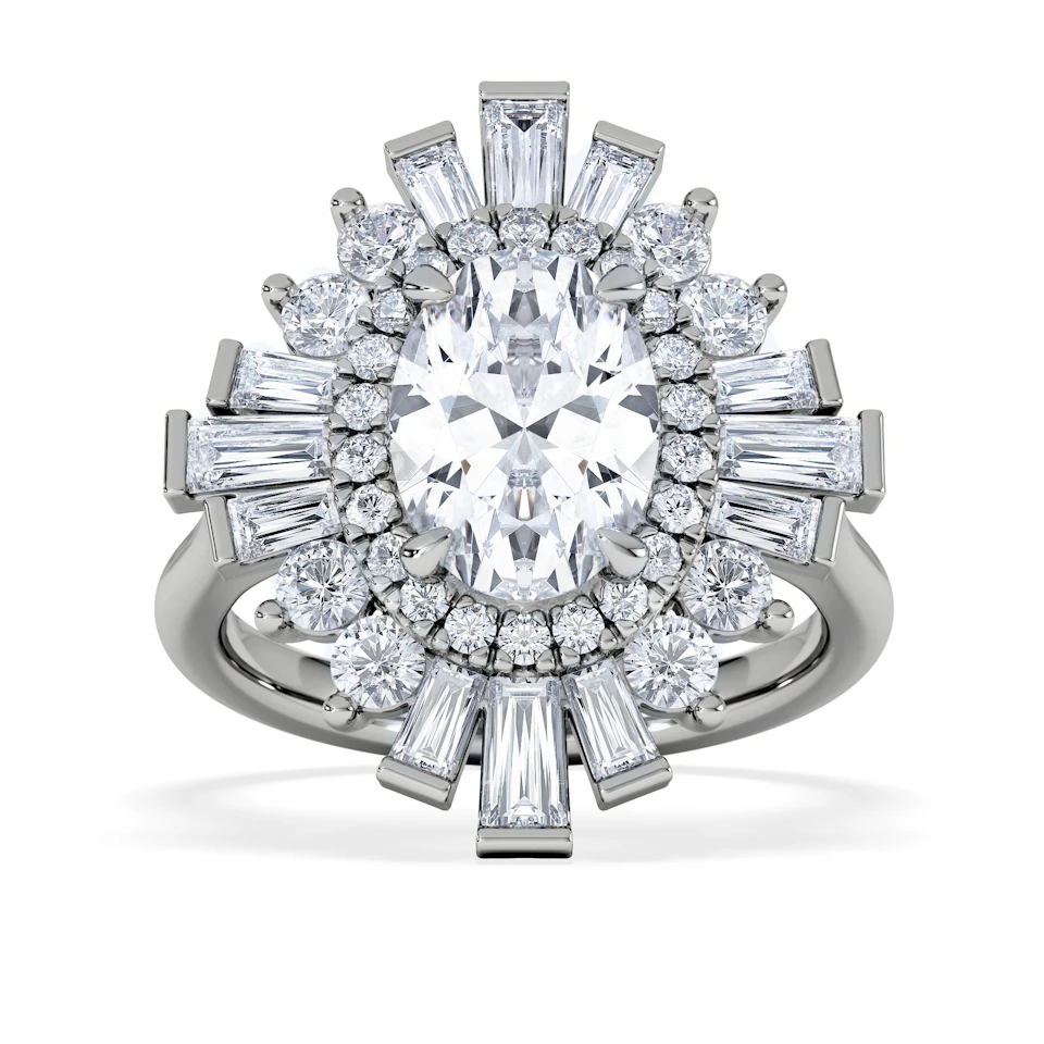 The Radiance Lab Diamond Ring 3.35ct H/SI Set in 18K White Gold