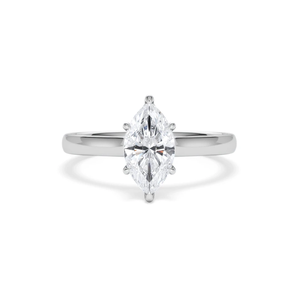 Amora Marquise 1.07ct Hidden Halo Lab Diamond Engagement Ring F/VS Set in Platinum