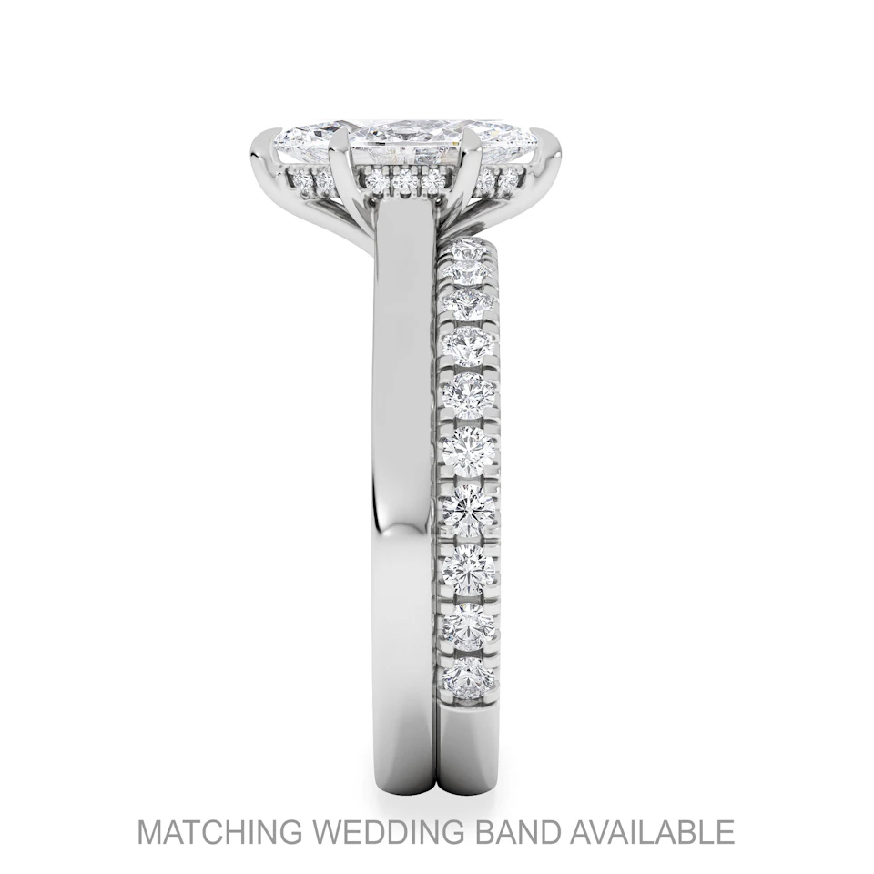 Amora Marquise 1.07ct Hidden Halo Lab Diamond Engagement Ring F/VS Set in 18K White Gold