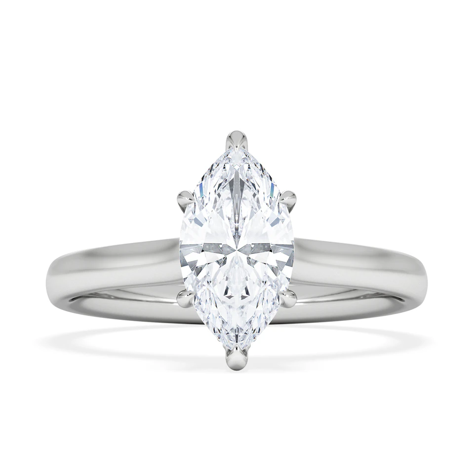 Amora Marquise 1.07ct Hidden Halo Lab Diamond Engagement Ring F/VS Set in 18K White Gold