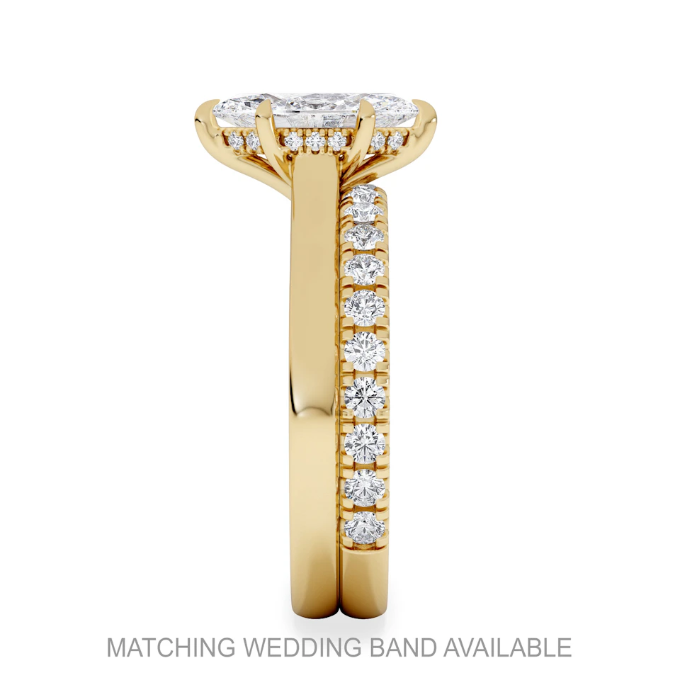 Amora Marquise 1.07ct Hidden Halo Lab Diamond Engagement Ring F/VS Set in 18K Gold