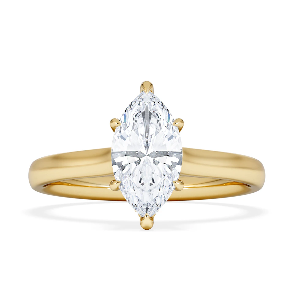 Amora Marquise 1.07ct Hidden Halo Lab Diamond Engagement Ring F/VS Set in 18K Gold