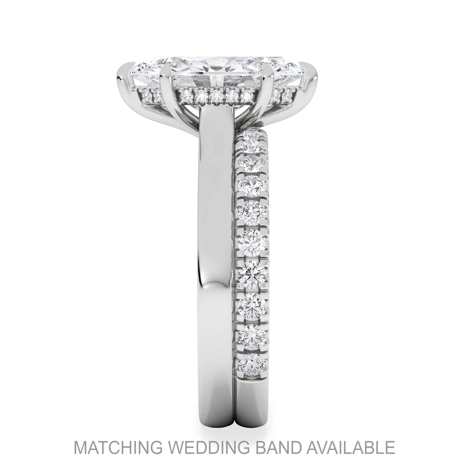 Amora Marquise 2.09ct Hidden Halo Lab Diamond Engagement Ring F/VS Set in 18K White Gold