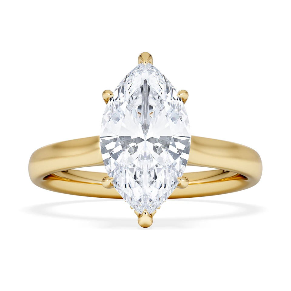 Amora Marquise 2.09ct Hidden Halo Lab Diamond Engagement Ring F/VS Set in 18K Gold