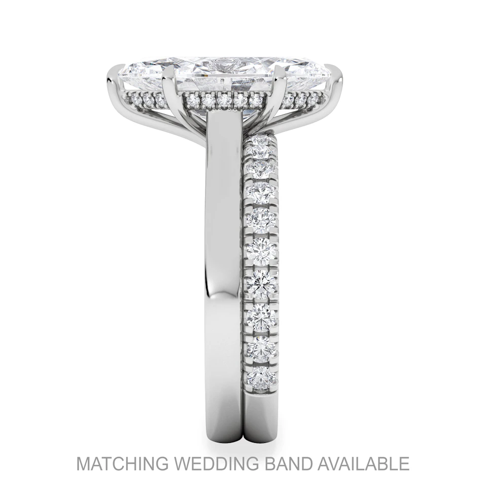 Amora Marquise 3.11ct Hidden Halo Lab Diamond Engagement Ring G/VS Set in Platinum