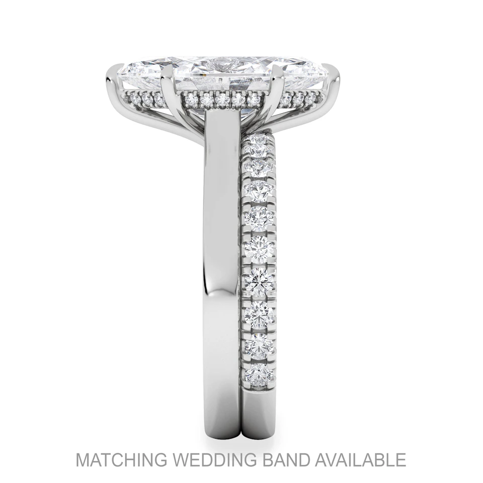 Amora Marquise 3.11ct Hidden Halo Lab Diamond Engagement Ring G/VS Set in 18K White Gold
