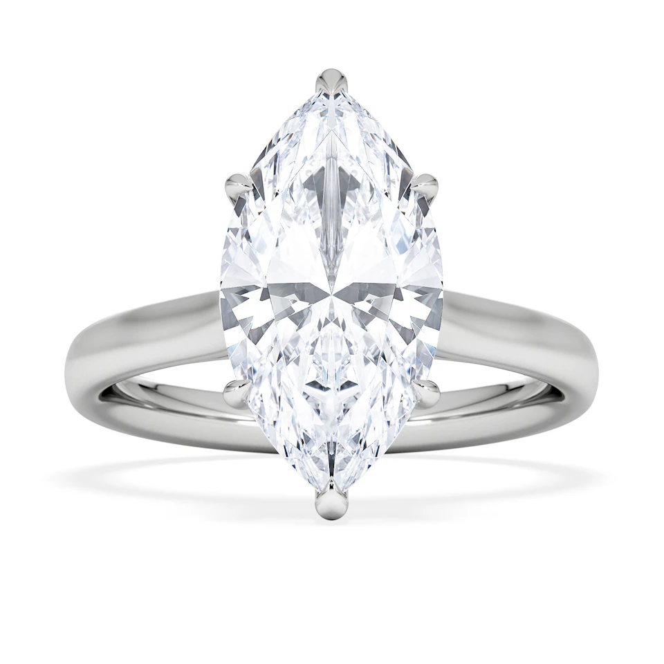 Amora Marquise 3.11ct Hidden Halo Lab Diamond Engagement Ring G/VS Set in 18K White Gold