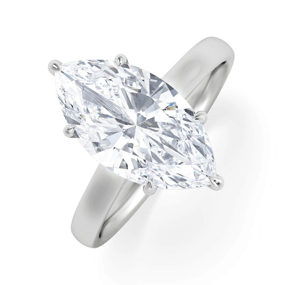 Amora Marquise 3.11ct Hidden Halo Lab Diamond Engagement Ring G/VS Set in Platinum