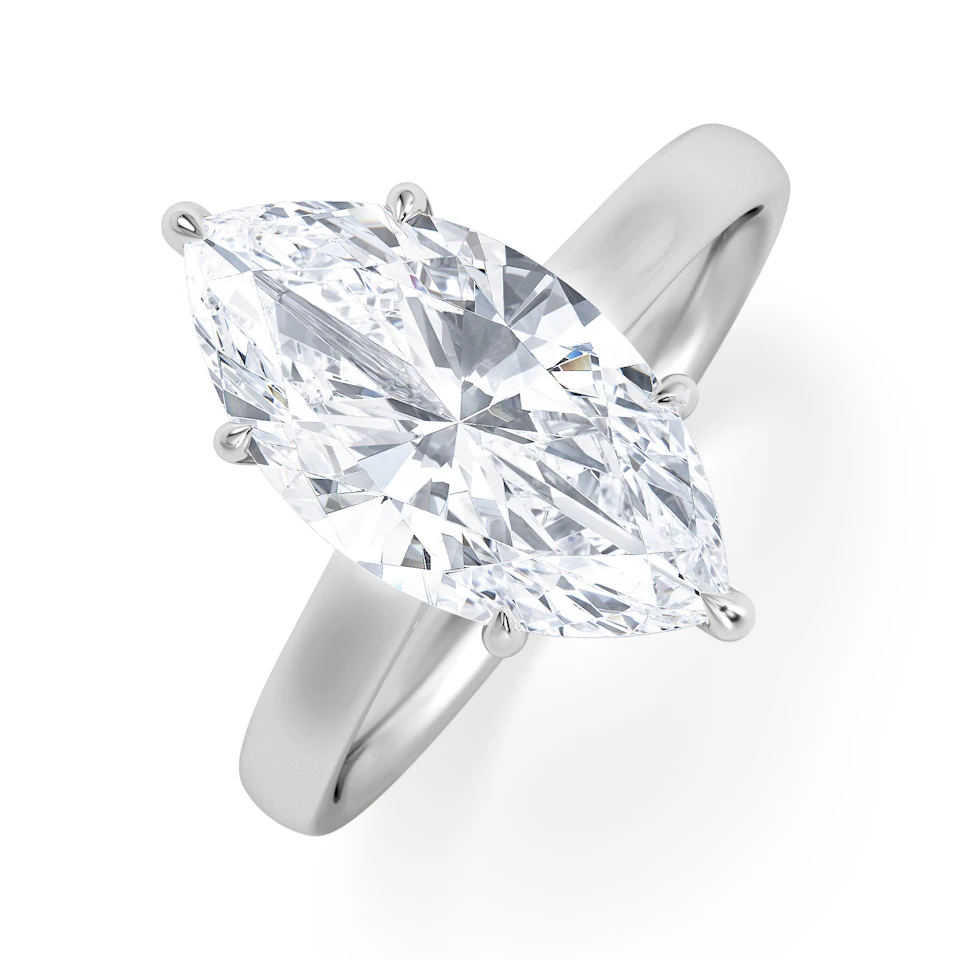 Amora Marquise 3.11ct Hidden Halo Lab Diamond Engagement Ring G/VS Set in 18K White Gold