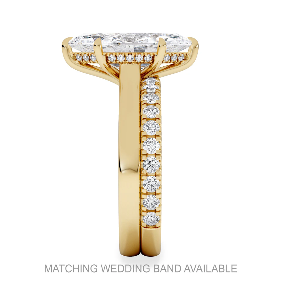 Amora Marquise 3.11ct Hidden Halo Lab Diamond Engagement Ring G/VS Set in 18K Gold