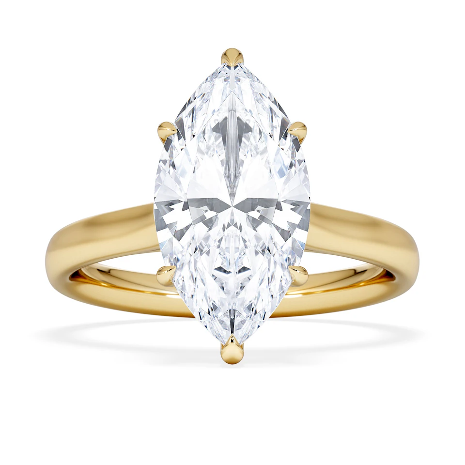 Amora Marquise 3.11ct Hidden Halo Lab Diamond Engagement Ring G/VS Set in 18K Gold