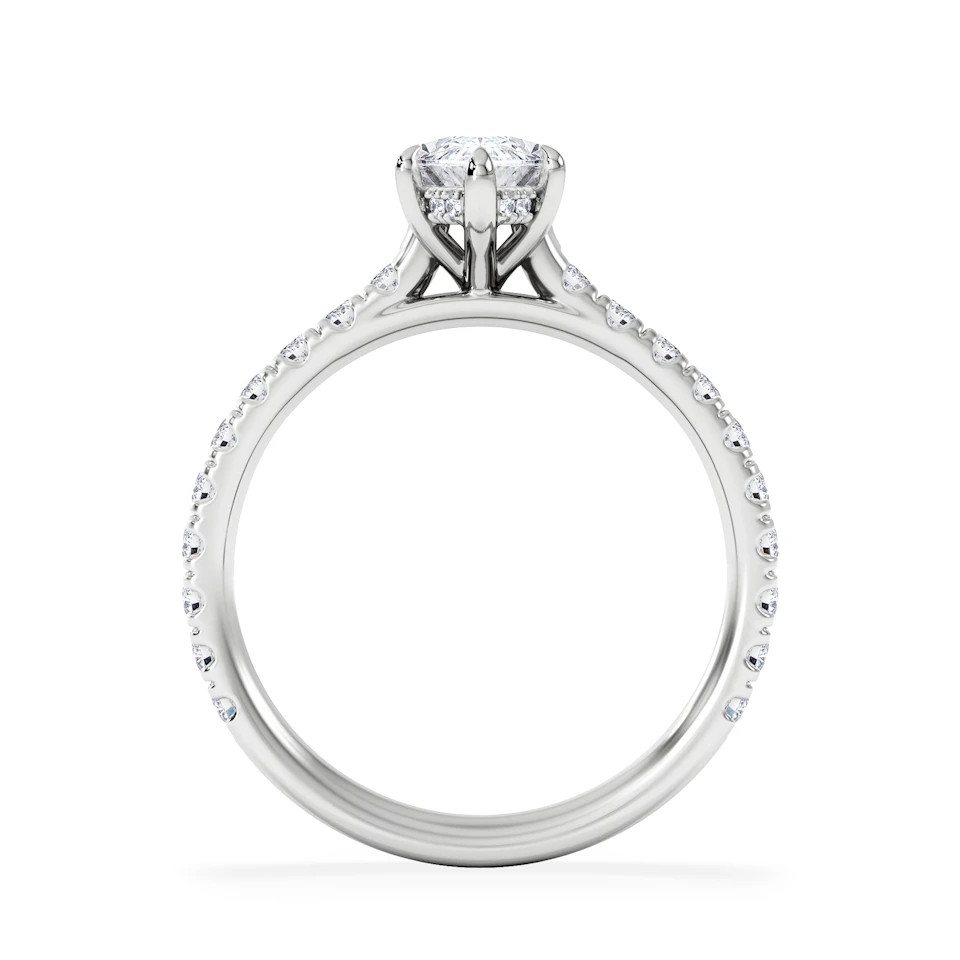 Amora Marquise 1.47ct Hidden Halo Lab Diamond Engagement Ring With Side Stones Set in Platinum