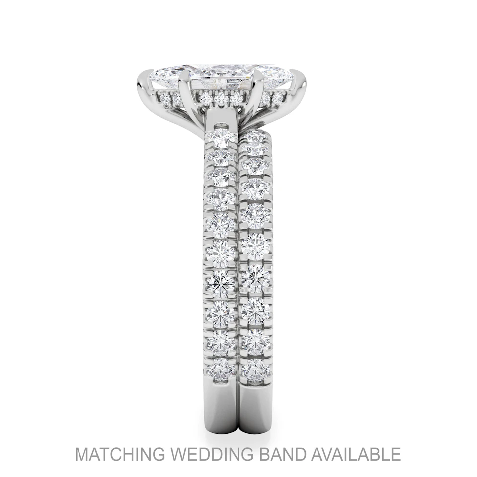 Amora Marquise 1.47ct Hidden Halo Lab Diamond Engagement Ring With Side Stones Set in Platinum