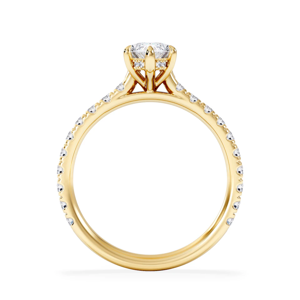 Amora Marquise 1.47ct Hidden Halo Lab Diamond Engagement Ring With Side Stones Set in 18K Gold