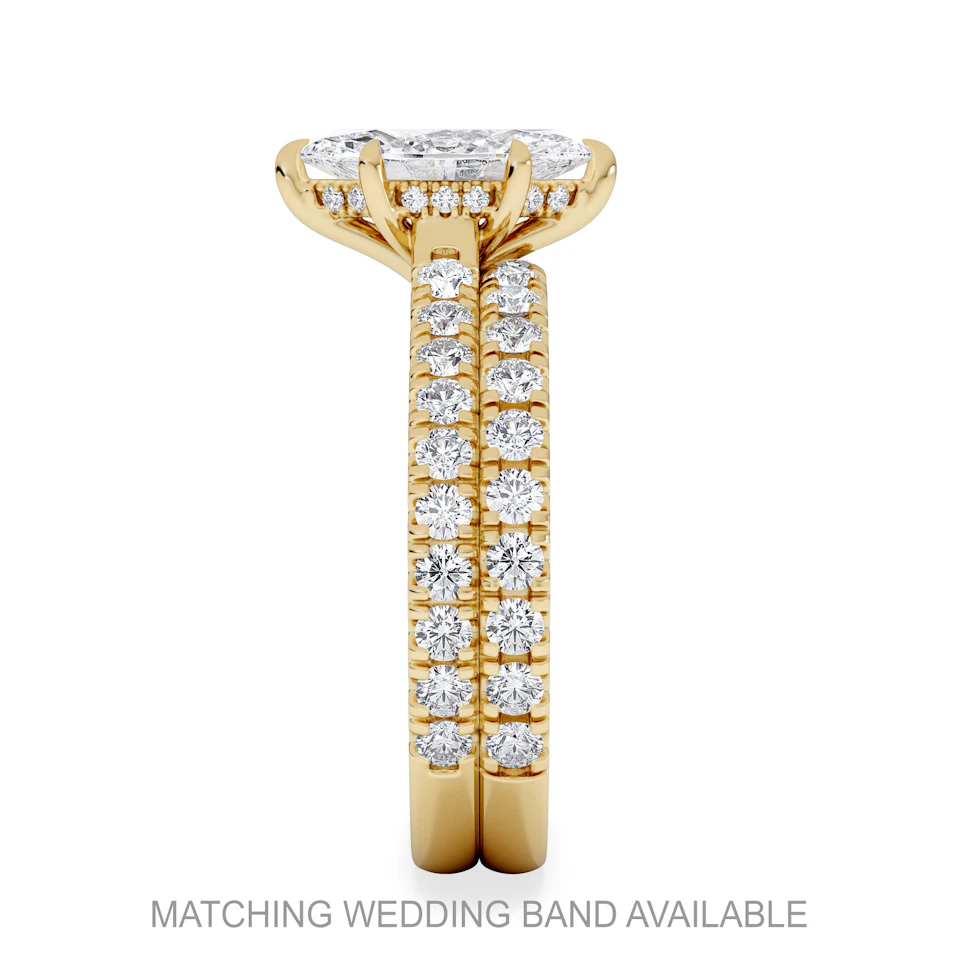 Amora Marquise 1.47ct Hidden Halo Lab Diamond Engagement Ring With Side Stones Set in 18K Gold