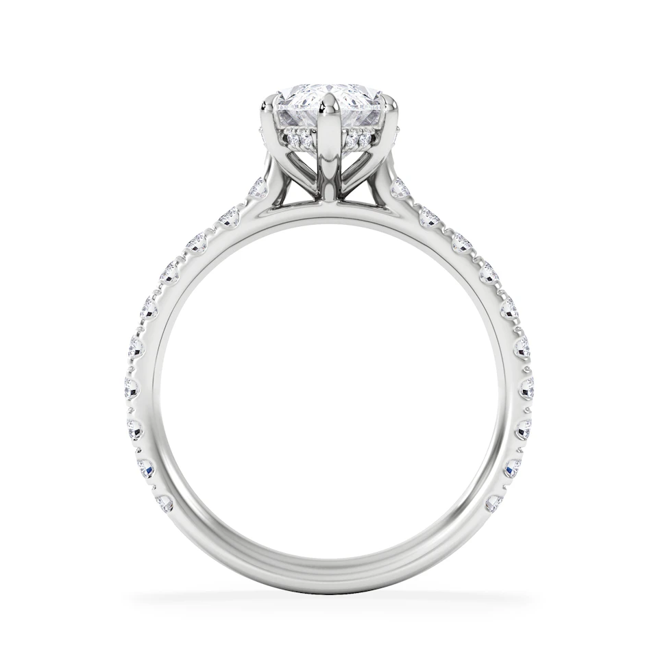 Amora Marquise 2.55ct Hidden Halo Lab Diamond Engagement Ring With Side Stones Set in Platinum
