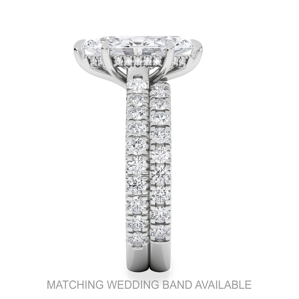 Amora Marquise 2.55ct Hidden Halo Lab Diamond Engagement Ring With Side Stones Set in 18K White Gold