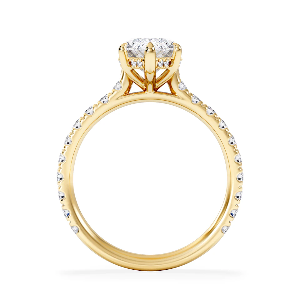 Amora Marquise 2.55ct Hidden Halo Lab Diamond Engagement Ring With Side Stones Set in 18K Gold
