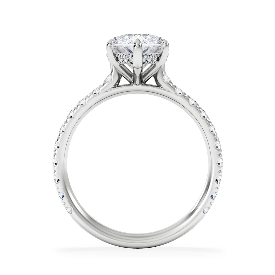 Amora Marquise 3.36ct Hidden Halo Lab Diamond Engagement Ring With Side Stones Set in 18K White Gold