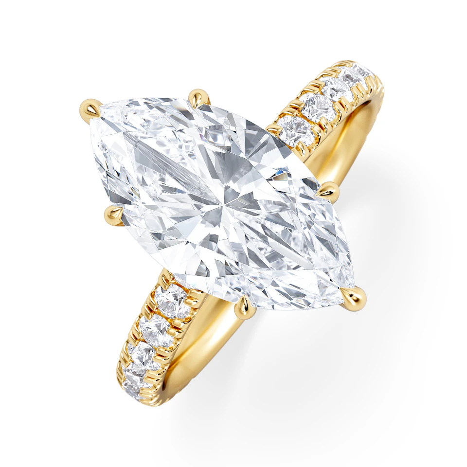Amora Marquise 3.36ct Hidden Halo Lab Diamond Engagement Ring With Hidden Halo Set in 18K Gold