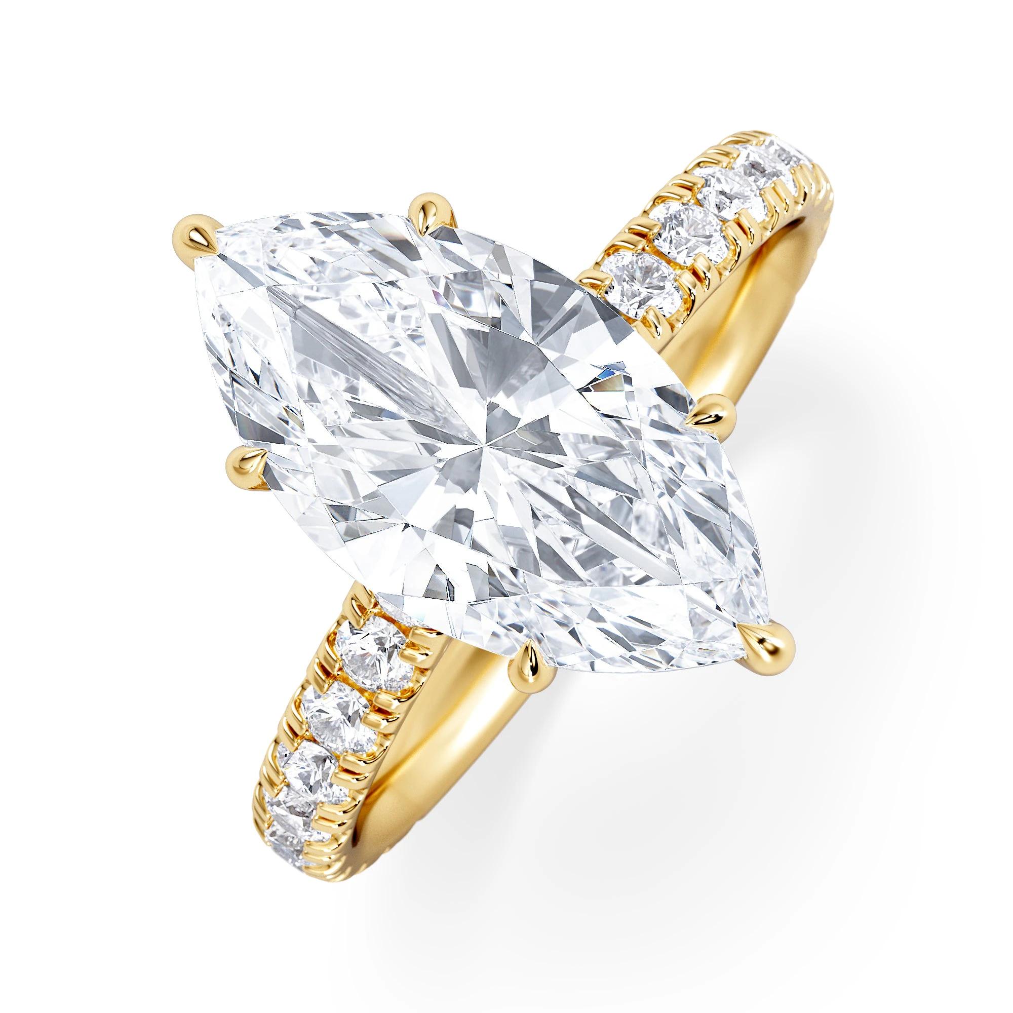 Amora Marquise 3.36ct Hidden Halo Lab Diamond Engagement Ring With Hidden Halo Set in 18K Gold