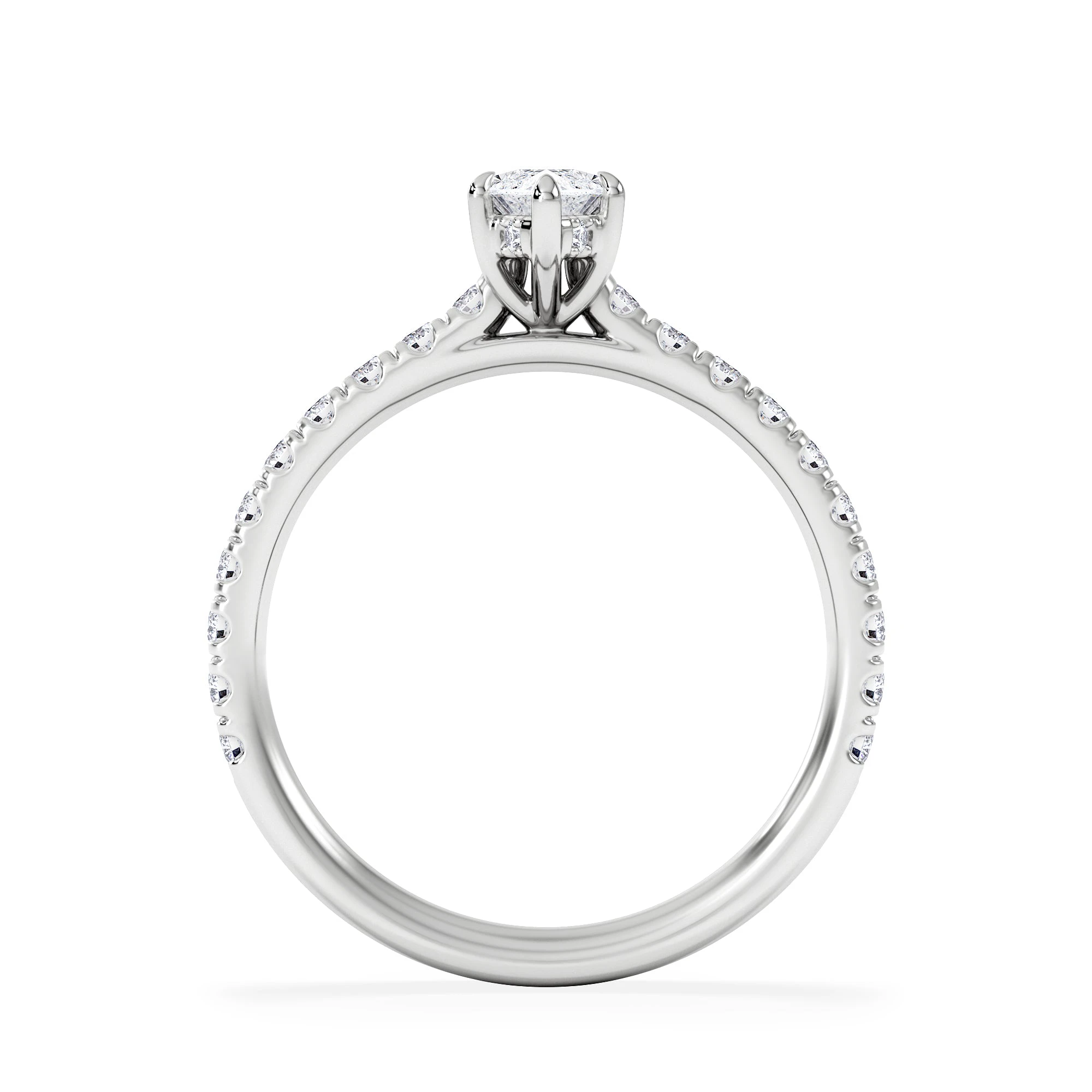 Amora Marquise 0.97ct Hidden Halo Lab Diamond Engagement Ring with Side Stones Set in 18K White Gold