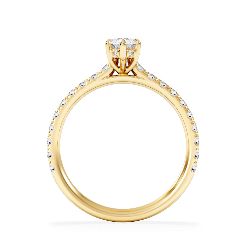 Amora Marquise 0.97ct Hidden Halo Lab Diamond Engagement Ring With Side Stones Set in 18K Gold