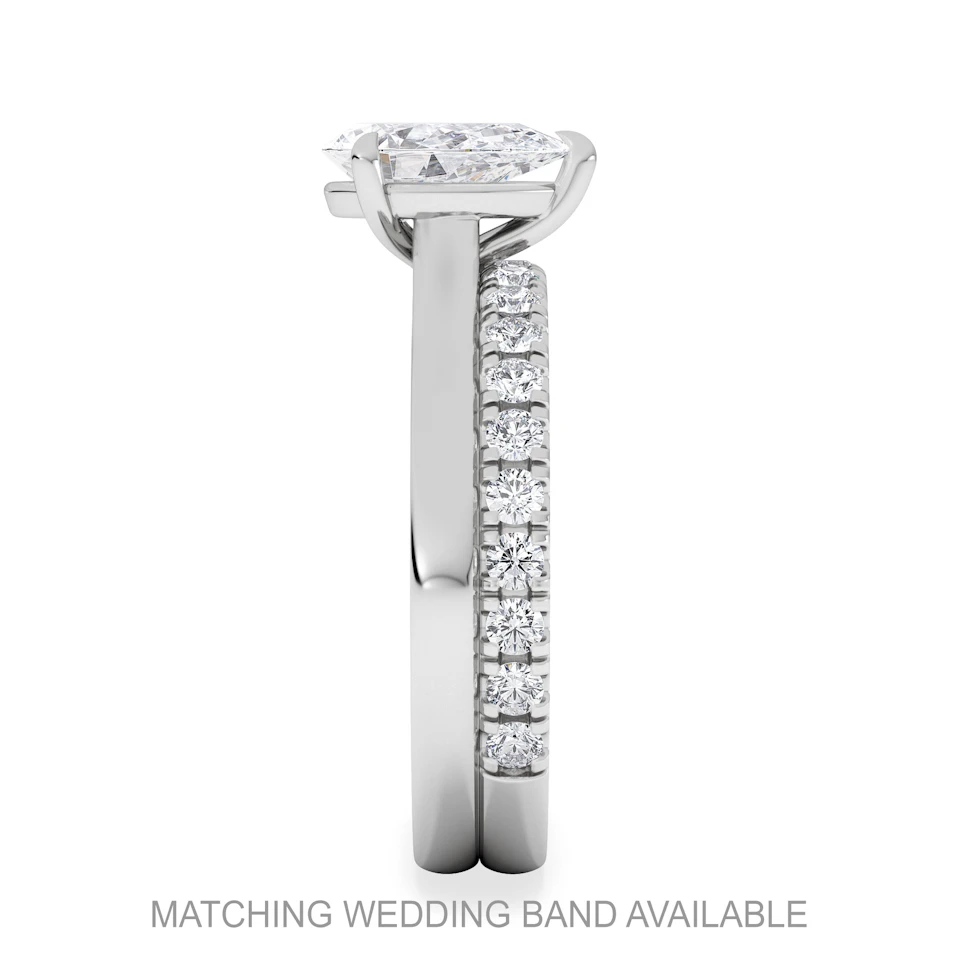 Amora Pear 1.00ct Lab Diamond Engagement Ring F/VS Set in 18K White Gold