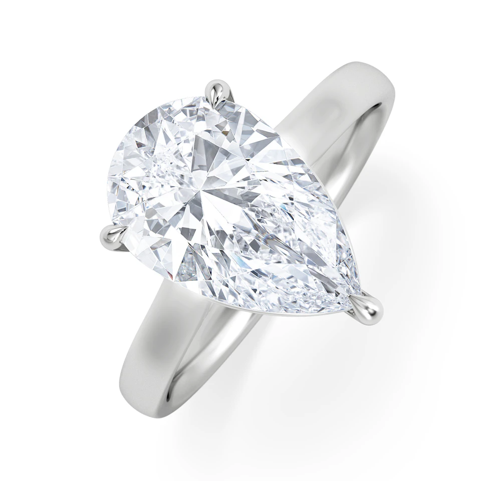 Amora Pear 3.00ct Lab Diamond Engagement Ring G/VS Set in 18K White Gold
