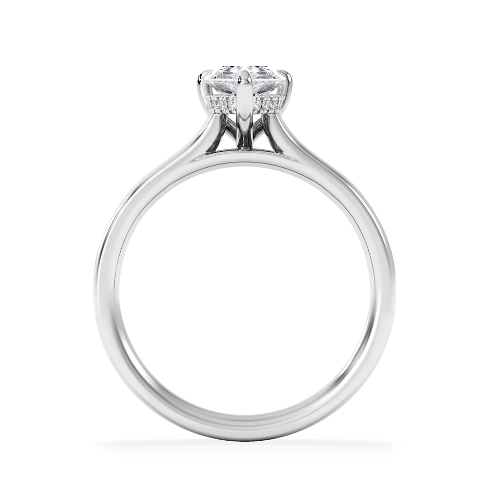 Amora Pear 1.07ct Hidden Halo Lab Diamond Engagement Ring F/VS Set in 18K White Gold